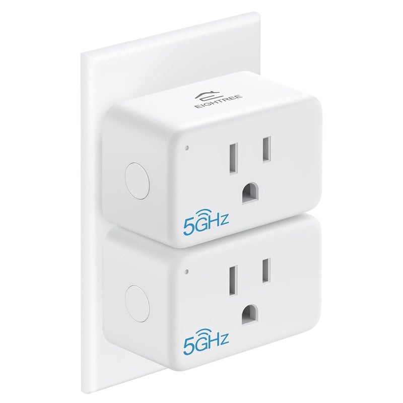 EIGHTREE Mini Smart Plug 𝟓𝐆𝐇𝐳 𝐖𝐢-𝐅𝐢 𝐂𝐨𝐦𝐩𝐚𝐭𝐢𝐛𝐥𝐞 𝟏𝟓𝐀, 𝗘𝗻𝗲𝗿𝗴𝘆 𝗠𝗼𝗻𝗶𝘁𝗼𝗿𝗶𝗻𝗴, Smart Plugs That Compatible with Alexa & Google Home & SmartThings, Remote Control, Timer - Image 1